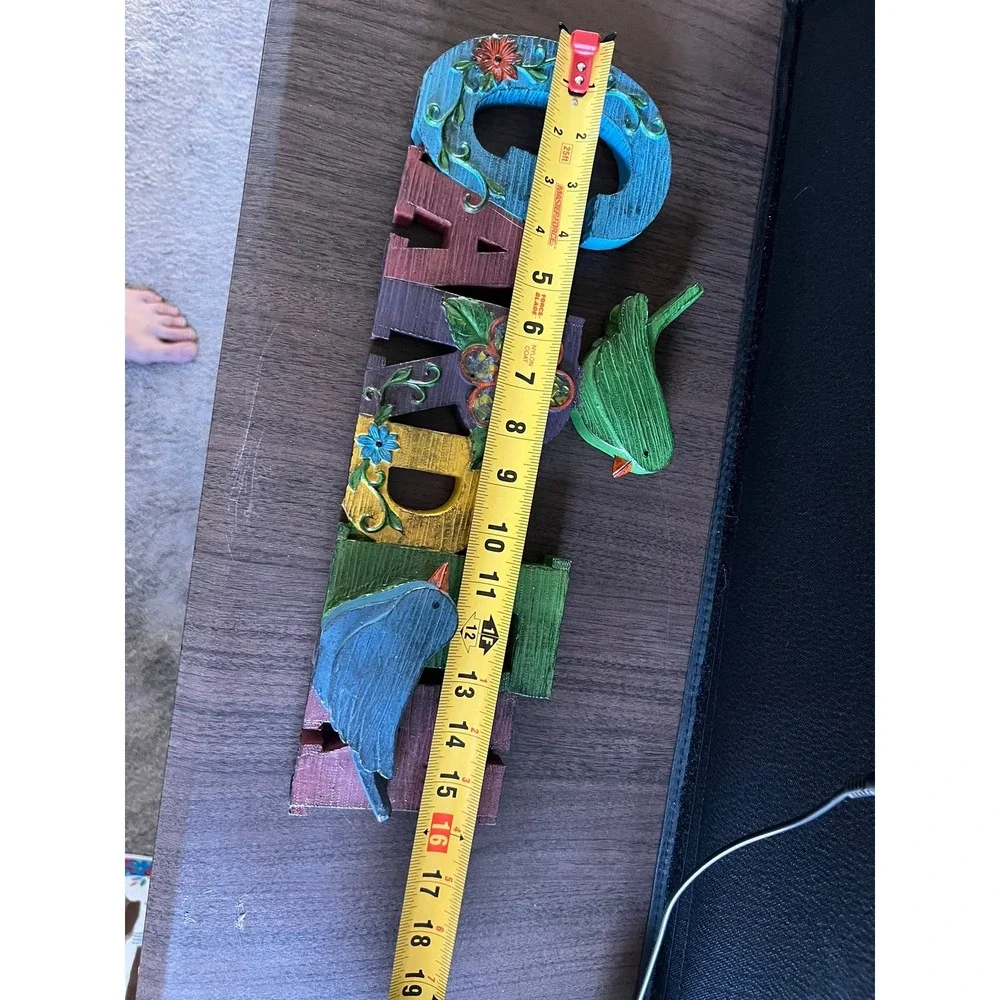 HomeView Design Garden Block Sign Multicolor‎ Bird Floral Rustic Decor NWOT